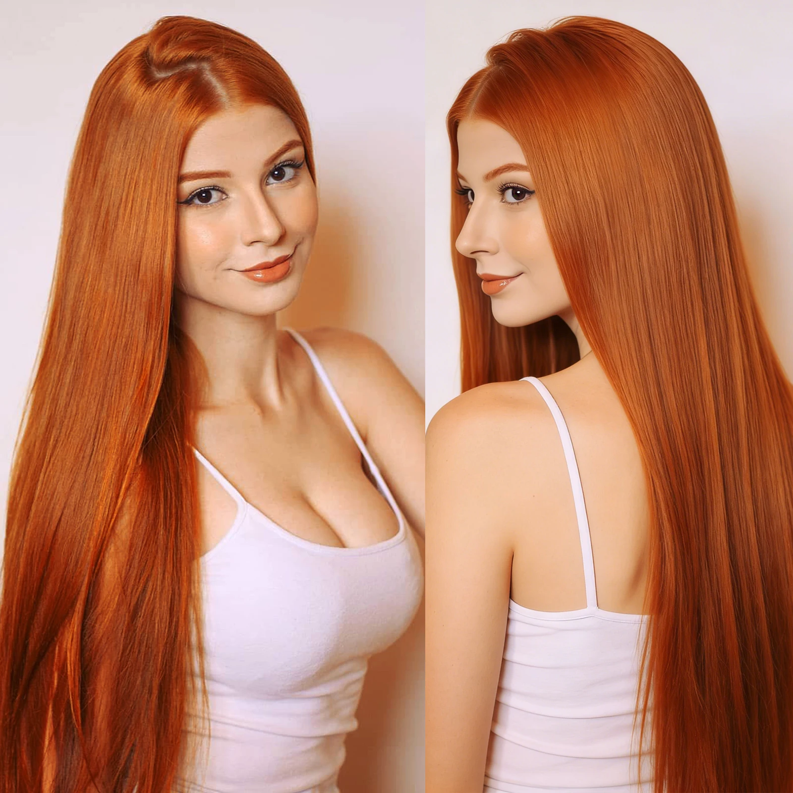 

Синтетический парик Aubree Hair с кружевной передней частью 13*6, предварительно прорезанный, для женщин, на каждый день, 28 дюймов, длинный, прямой, 180% плотность, цвет имбирный.