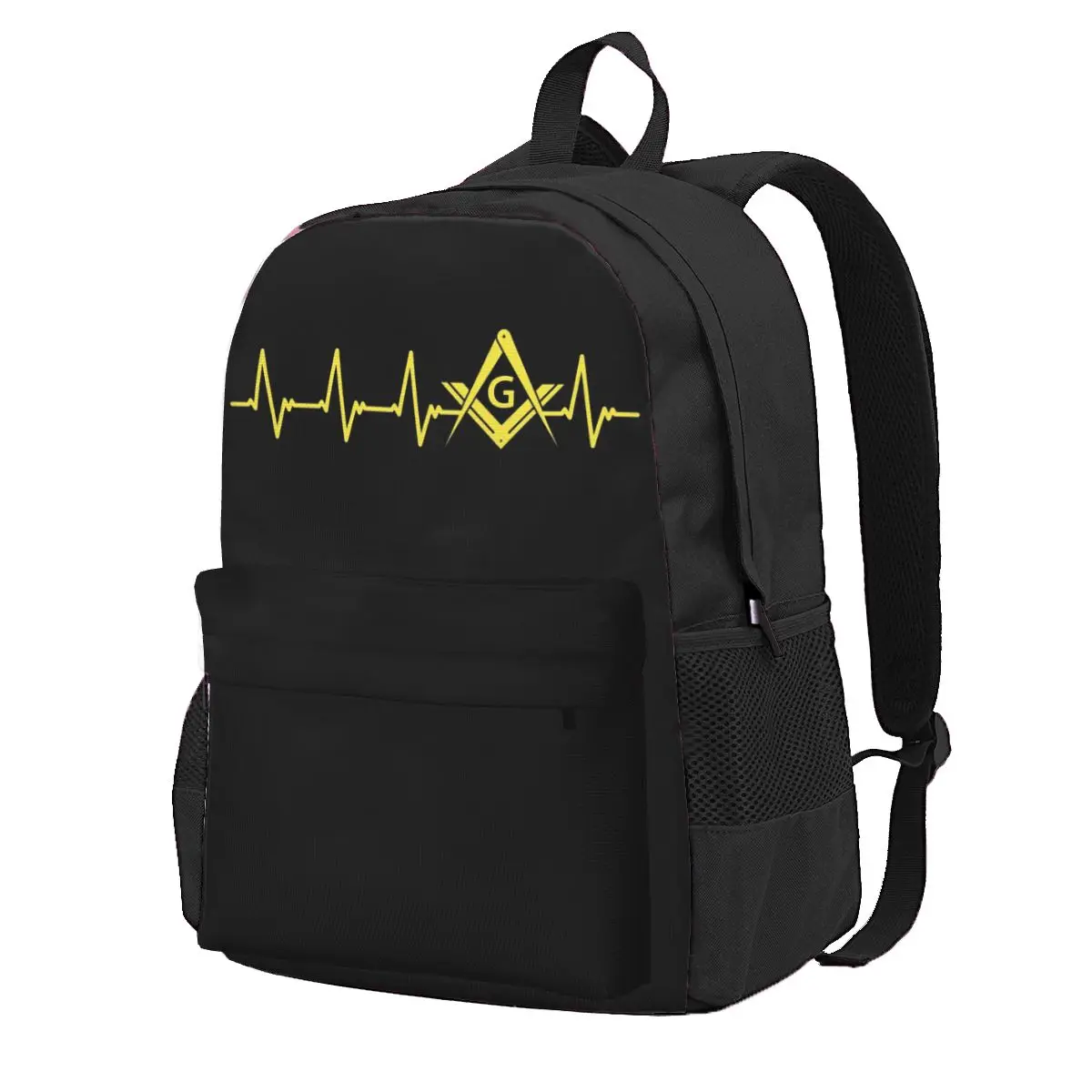 

Freemason EKG Heartbeat Student Backpack School Bag Hiking Travel Daypack for Men Women Fashion Bookbag Shoulder Bags
