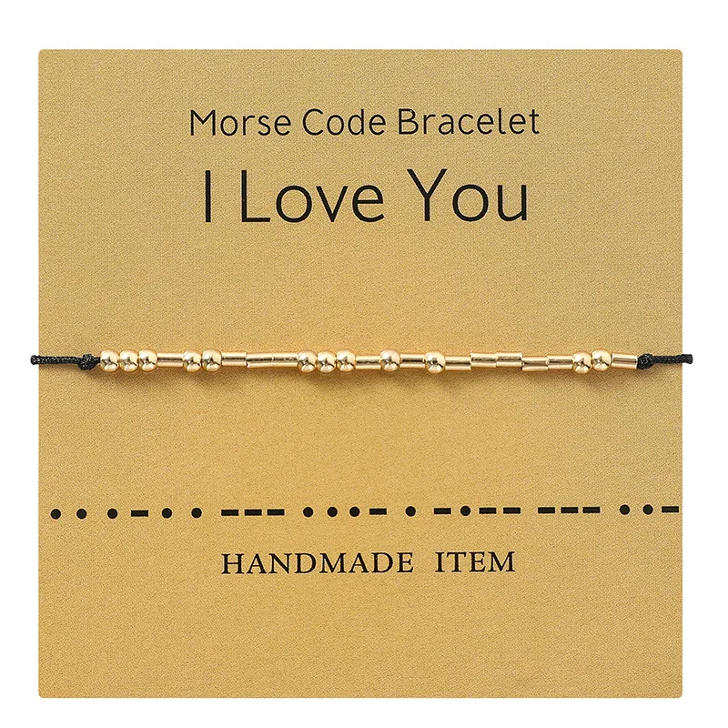 Romantic I Love You Morse Code Bracelet Valentine's Day Handmade Adjustable Beads Jewelry For Women Ladies Lovers Gift