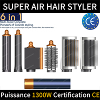 New 6 in 1 Hair Styler Auto Curling Dryer Wrap Hot/Cold Air Dryer 1300W Hair Straightener Curling Barrel Brush Salon Hair Dryer