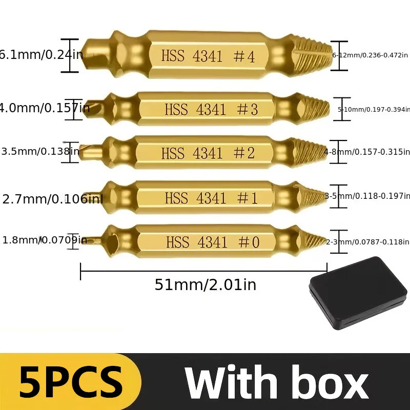 

5 шт. набор экстрактор поврежденных винтов, набор центральных сверл, деревообрабатывающие инструменты, экстрактор сломанных болтов, болты, экстрактор для удаления винтов