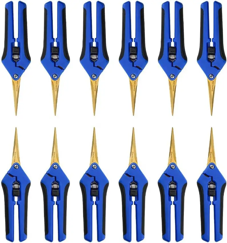 

12-Pack Curved Blade Garden Pruning Shears, Titanium Coated Precision Scissors for Trimming Flowers and Bonsai