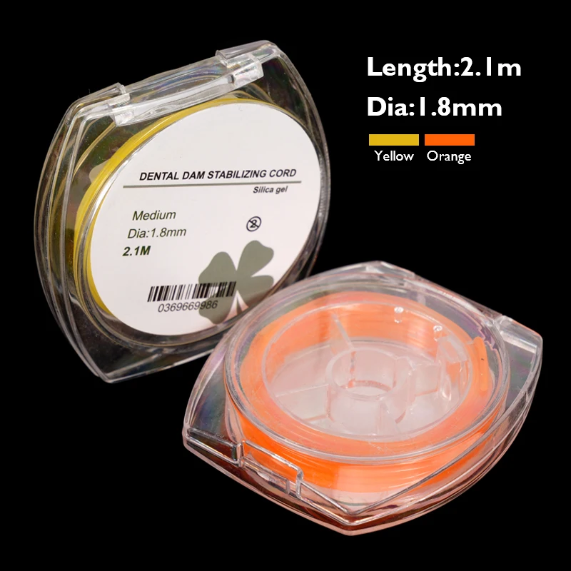 1 Roll Dental Rubber Dam Stabilizing Cord Dia 1.8mm Medium Elastic Wedges Clamps Sheets Yellow/Orange 2.1m Dentistry Instrument