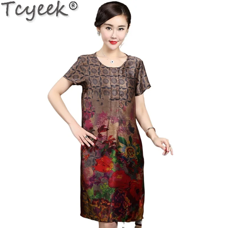 

Tcyeek 100% Mulberry Silk Dress Elegant Dresses for Women Clothing Fashion Summer Dress 2024 Womens Dresses Loose Fit Vestidos