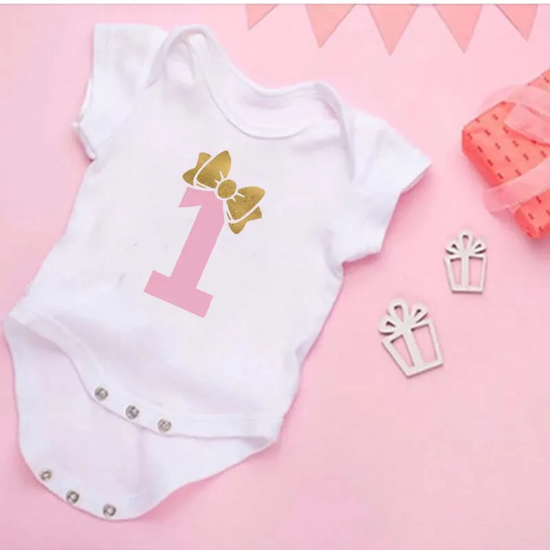 My 1st Birthday Newborn Summer Romper Infant Body Toddler Short Princess Sleeve Jumpsuit Baby Girl Birthday Party Outfit Clothes