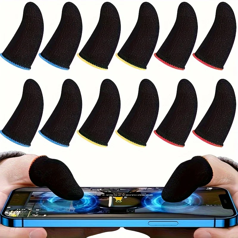 6 pairs of breathable and sweat proof finger cots for competitive games, suitable for controllers with random colors