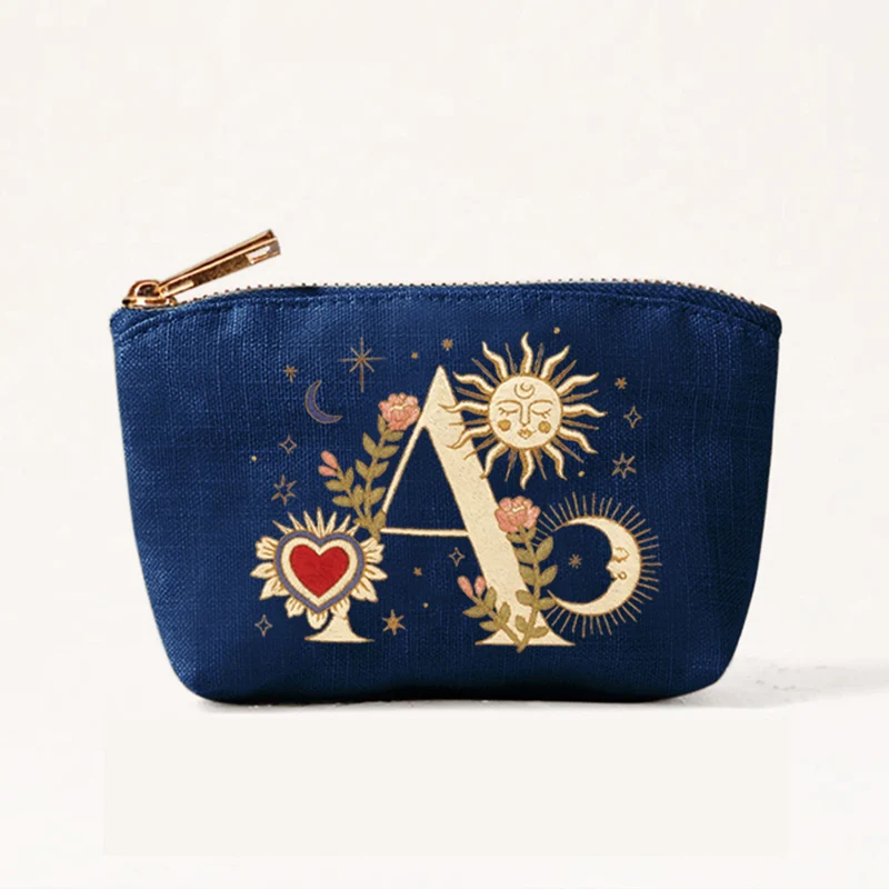 

Холщовый кошелек для монет с буквенным принтом, мини-сумка для повседневного и модного женского кошелька для монет