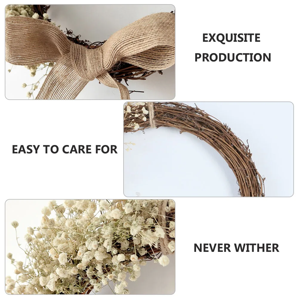 

1Pcs Gypsophila Garland Realistic Dry Flower Wreath for Wedding Home Party Festival Hanging Decoration Door Wall Flower Ring