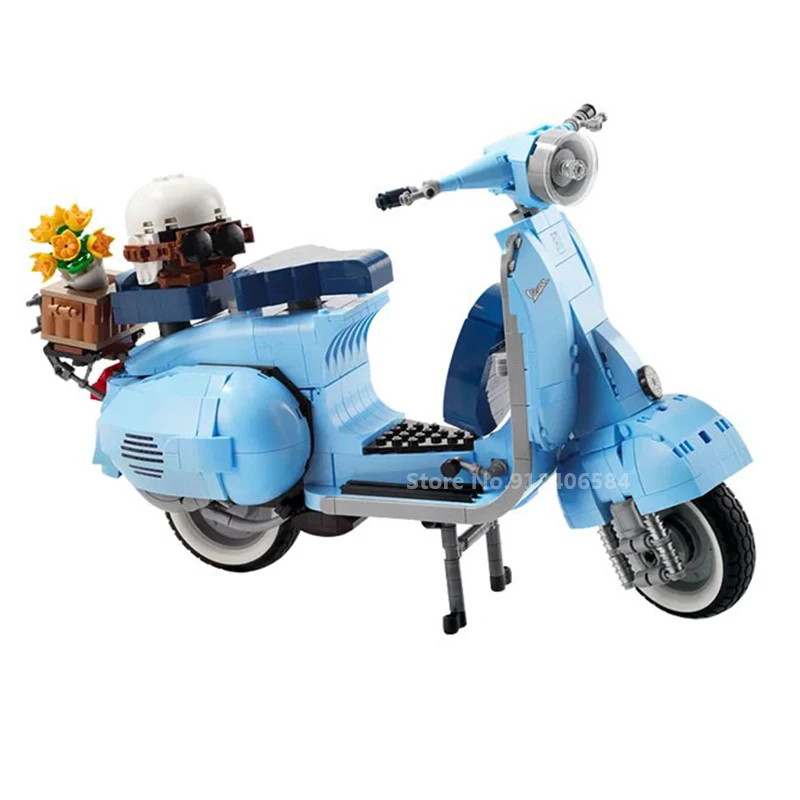 Roman Holida Vespa 125 Moc 10298 Famous Motorcycle City Moto Assembled Building Blocks Bricks High-tech Model Toys For Kids Gift