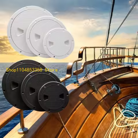 652F Easy Install Round Boat Hatches Cover 4/6/8 Inch ABS Inspection Access Deck Plate Simple Installation for Marine Deck