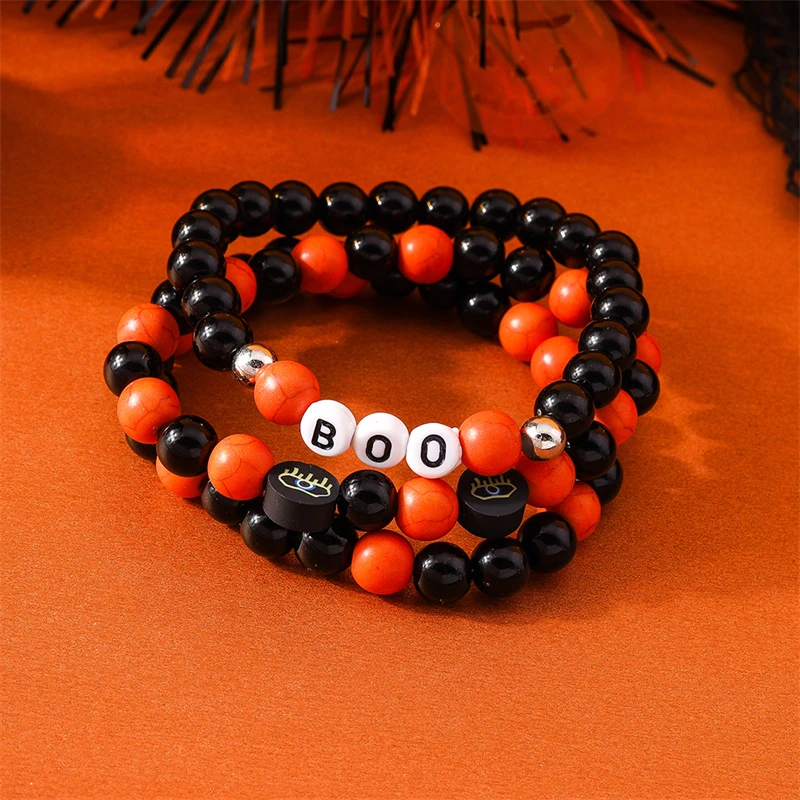 3Pcs/Set Fashion Handmade Beads Bracelets for Women Girls Friendship Halloween Festival Jewelry Gifts