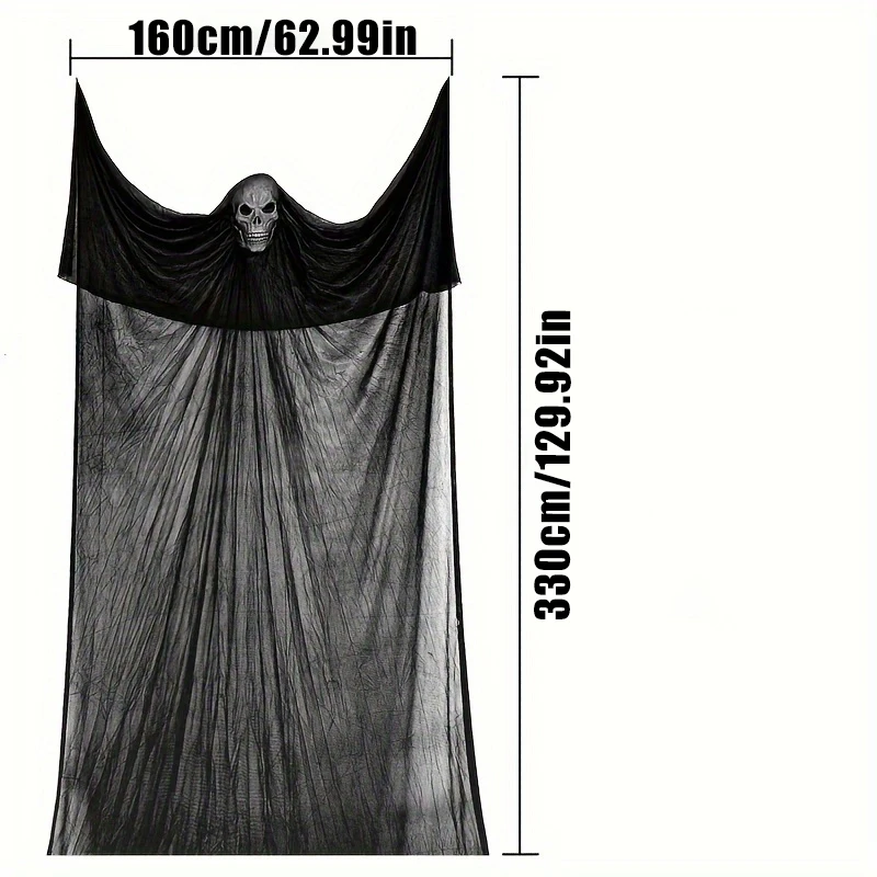 Decorazioni di Halloween: grande fantasma sospeso, maschera con teschio, ciondolo porta fantasma, grande fantasma di garza terrificante, centro commerciale all'aperto