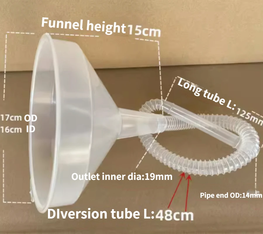 

1Pcs17cm Transparent Funnel+1pcs 48cm extended diversion pipe for Motorcycles/cars/gasoline/liquid refueling household plastics