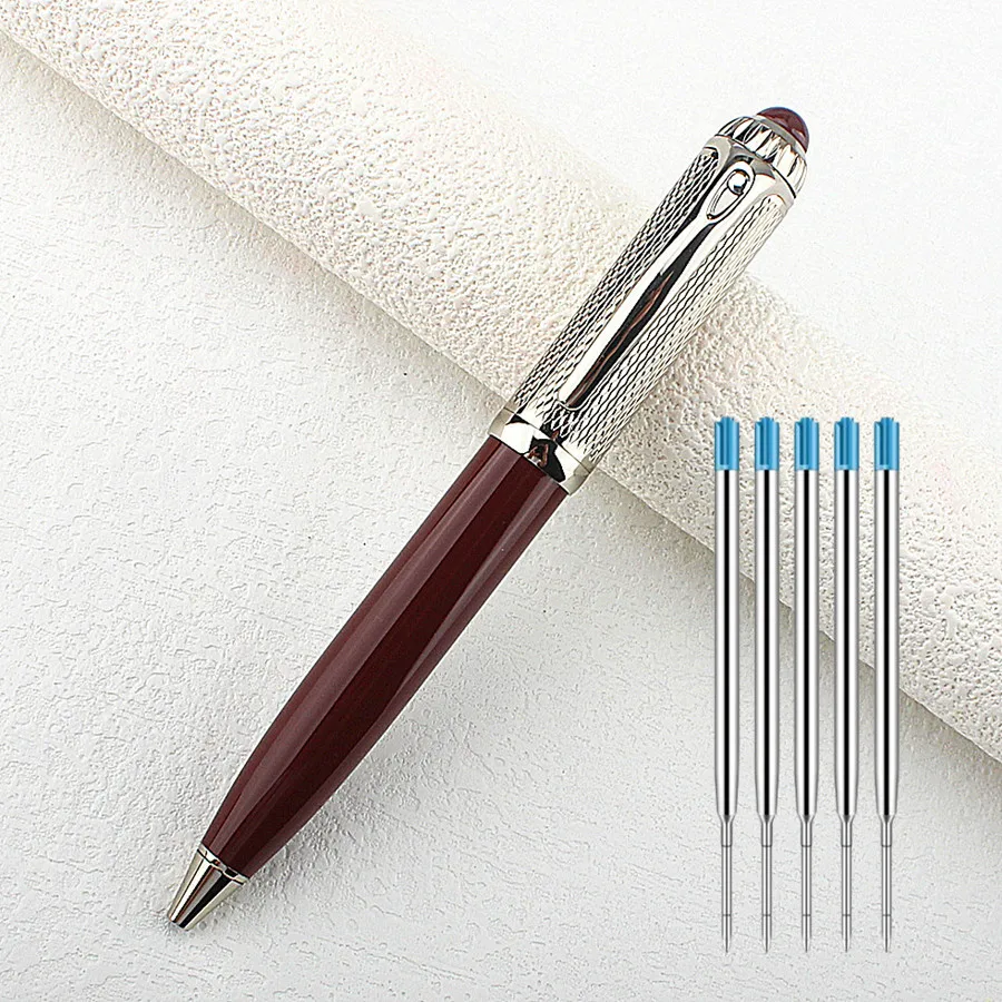 

Металлическая шариковая ручка, гелевые ручки из нержавеющей стали, 0,7 мм, синие чернила, школьные канцелярские принадлежности, серебряная ручка для письма
