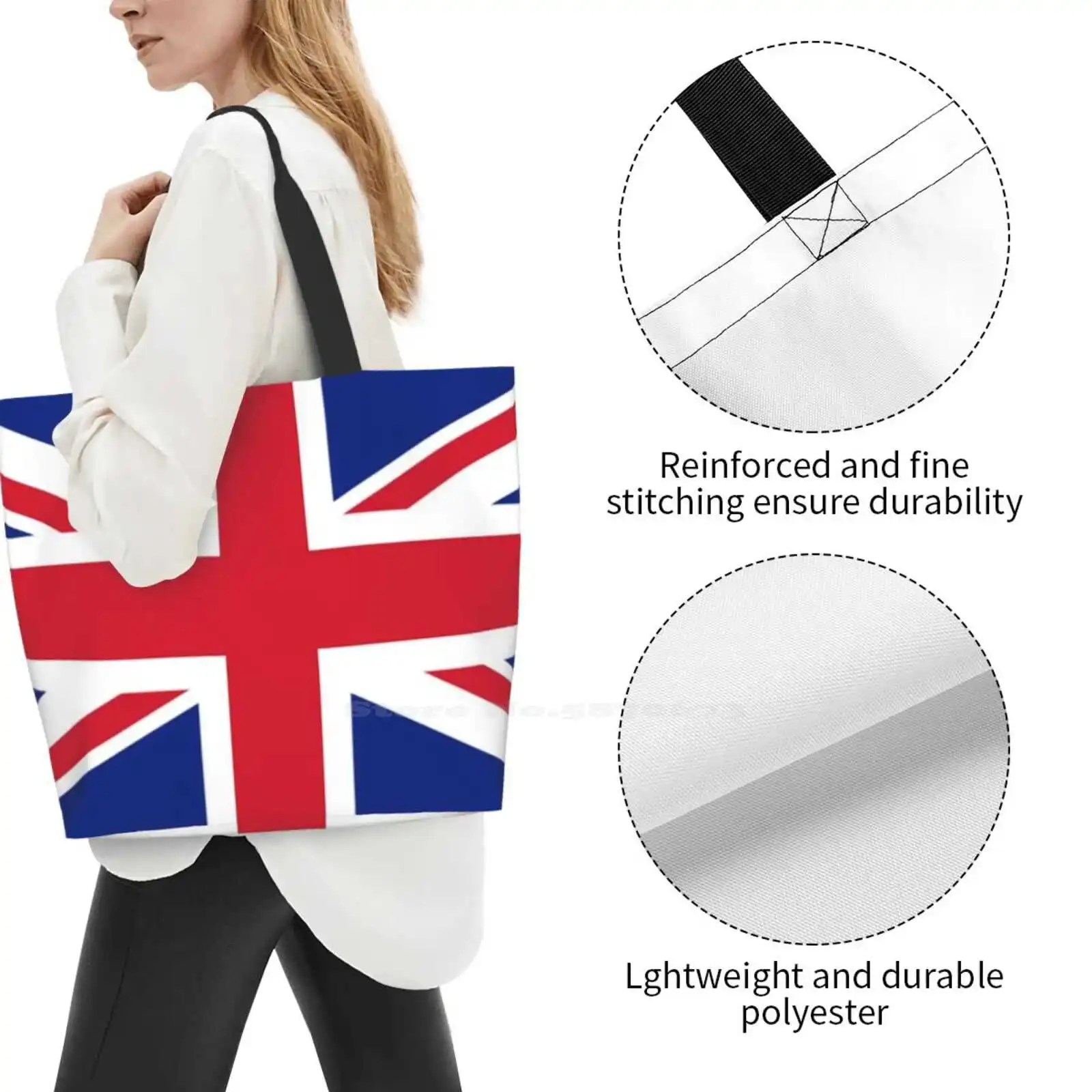 Uk British Britain Flag Union Jack Flag Shopping Bags Girls Fashion Casual Pacakge Hand Bag Union Jack Flag British England Uk