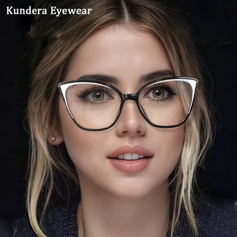 Trendy flat glasses ladies TR90 full frame frames personalized square frames color blocking frames anti-blue light