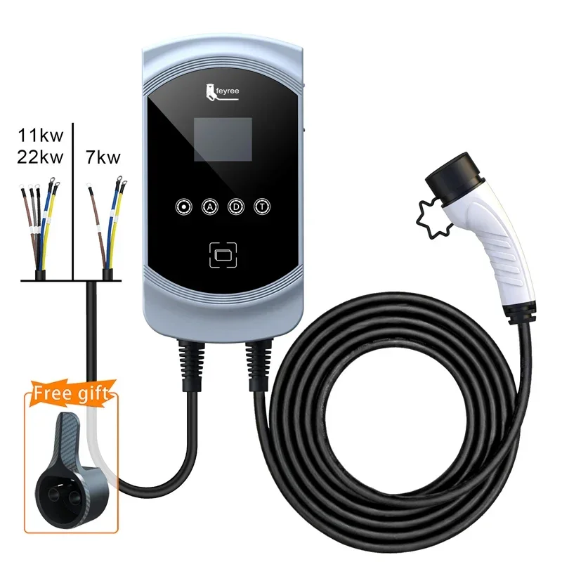 Feyree EV Charger Fast 32A 22kw AC charger with OCPP1.6J  Phase 3 EV Wall Charger for Commercial Use