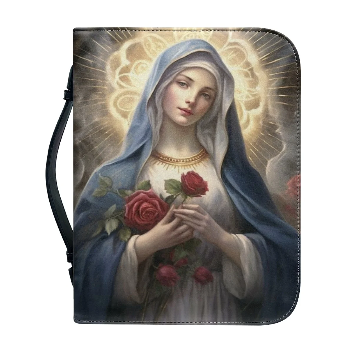 FORUDESIGNS Bible Leather Cover Christians Religion Holy Mary Bible Bag Stylish Leather Ladies Handbag Protecting Bible