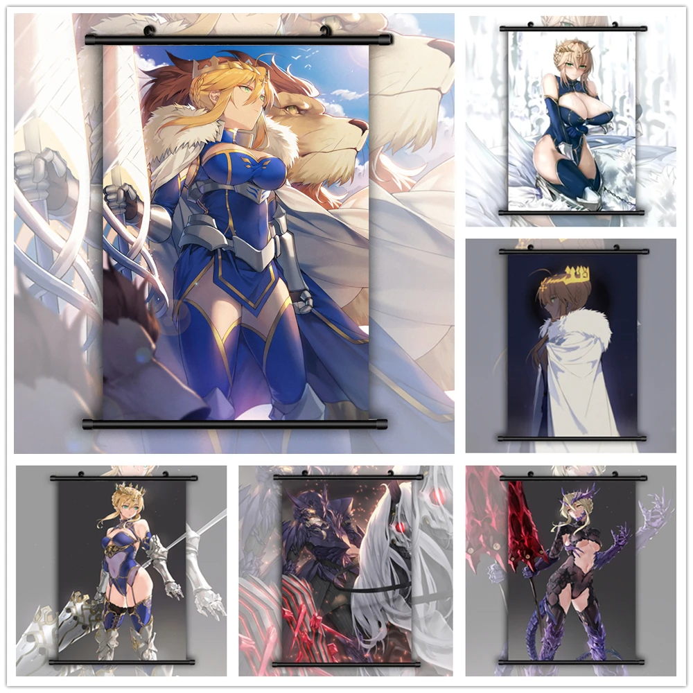 Wall Art Print Decor Canvas Painting Picture Home Decor Fate Grand Order Saber Lancer Artoria Pendragon Alter Anime Wall Poster