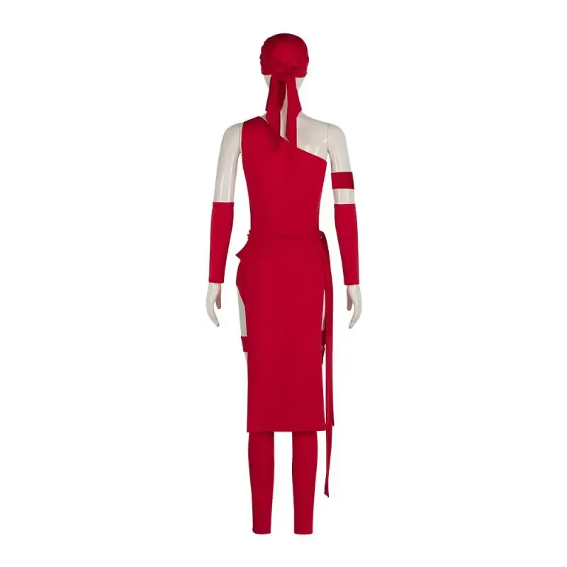 Comic character anti hero Natchios cosplay Halloween night demon Elektra red jumpsuit superhero stage costume sf/1