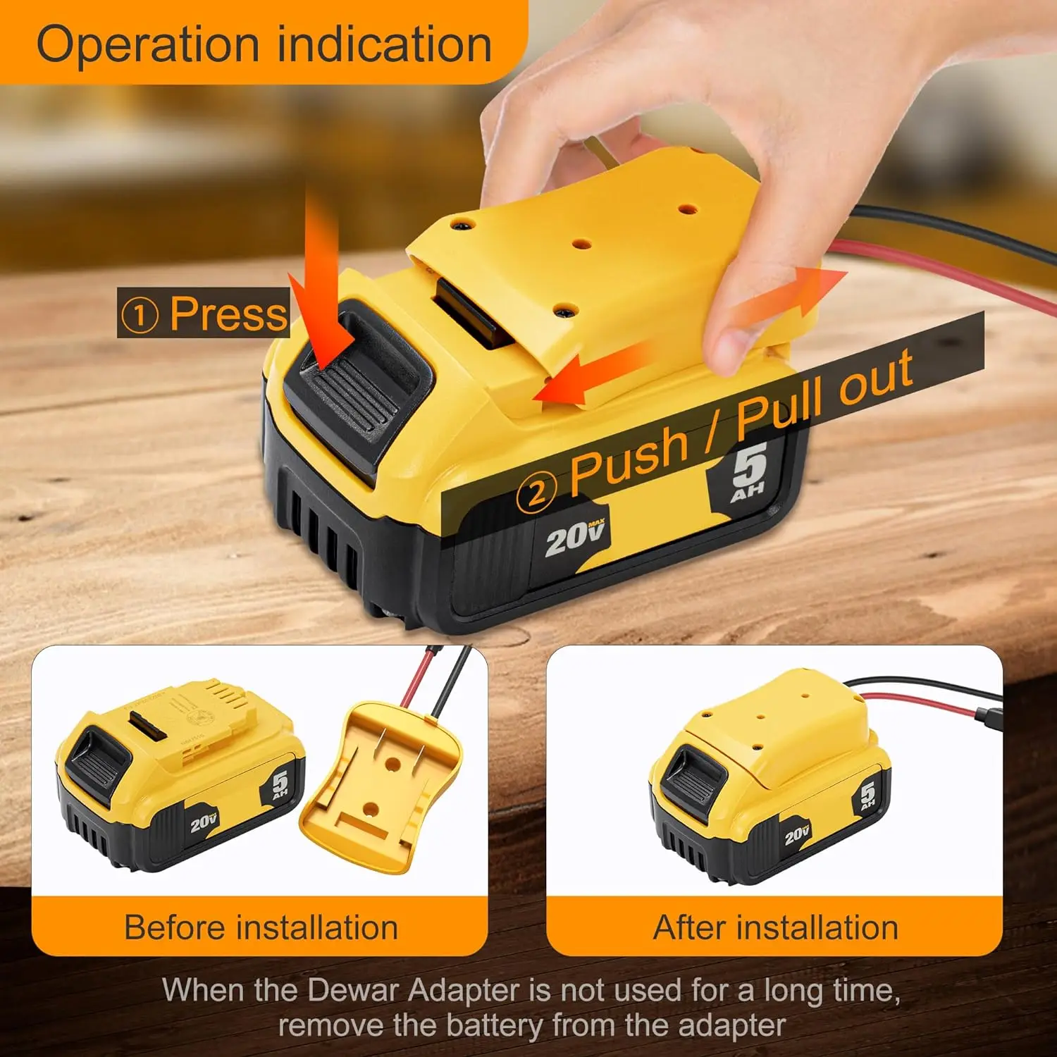 DaierTek 2PCS 20V Adapter akumulatora do Dewalt Power Wheel Zestaw konwertera akumulatora Przewód 12 AWG ze złączem bezpiecznikowym