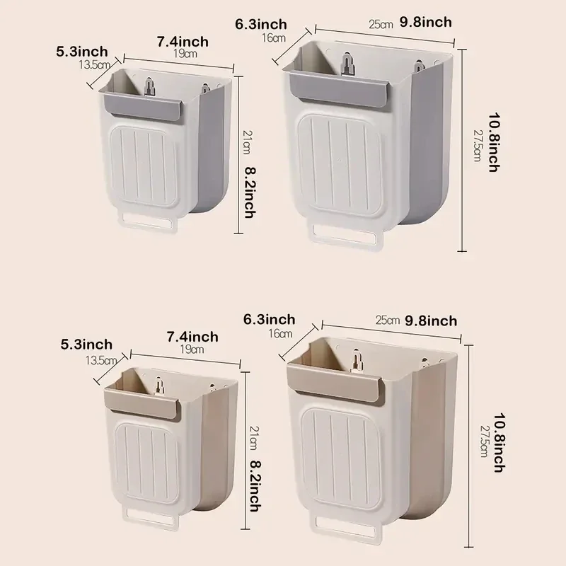 1pc Foldable Hanging Trash Can, Kitchen Cabinet Door Hanging Garbage Storage Bucket, Thickened And Large Diameter, More Durable