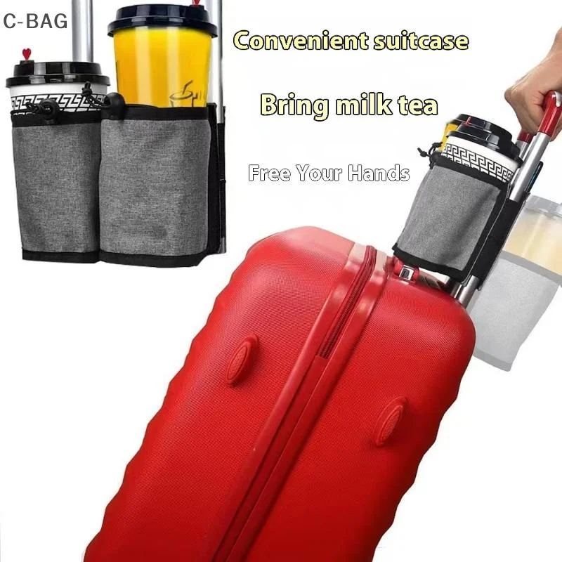 

Suitcase Cup Case, Travel Portable Beverage Cup Case, Multi-functional Storage Trolley Case, Hands-free Milk Tea Cup Case
