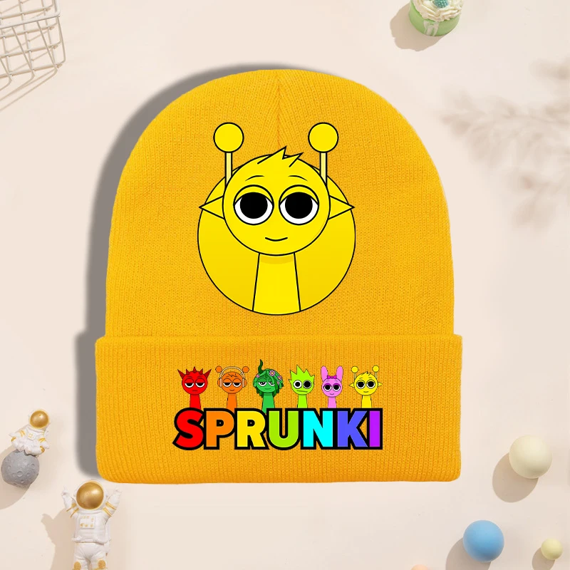 Sprunki Knitted Hat for Children Anime Cartoon Cute Knit Hat Boys Girls Winter Warm Fashion Cap Kids Windproof Hip Hop Caps Gift