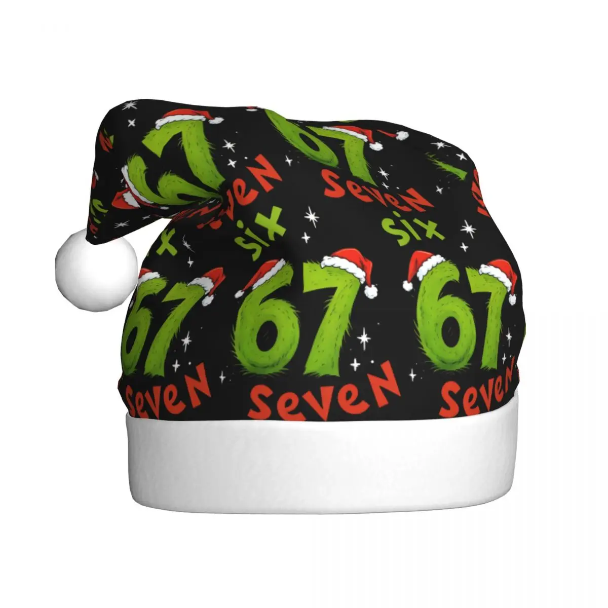67 Meme Six Seven Christmas Winter Warm Christmas Hat for Adult Men Women Santa Hat Cap Cosplay Gifts