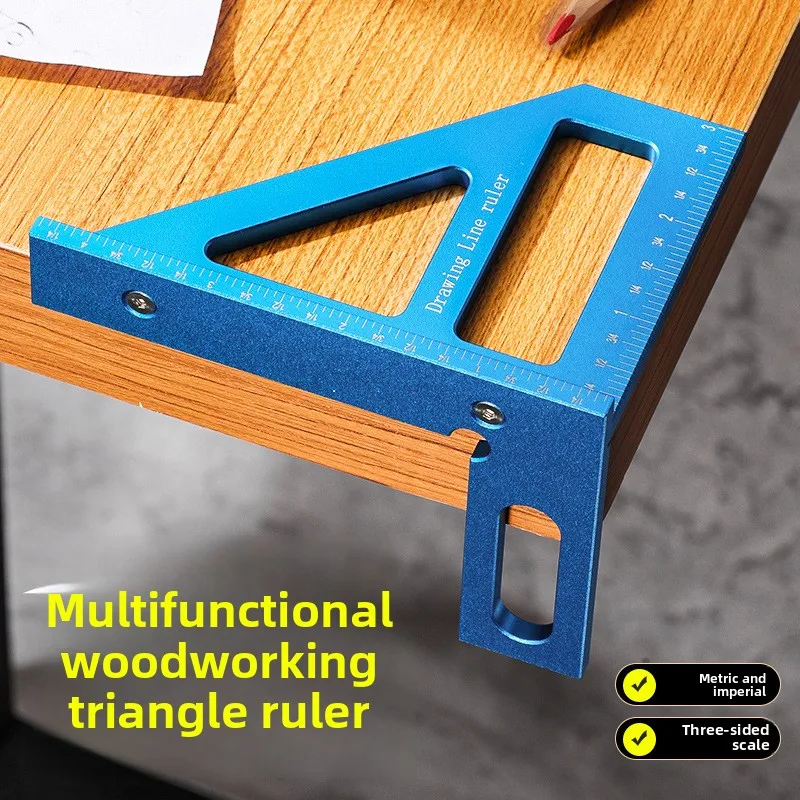 

Утолщенная квадратная треугольная линейка из алюминиевого сплава для деревообработки - многофункциональный градуированный плотницкий измерительный инструмент
