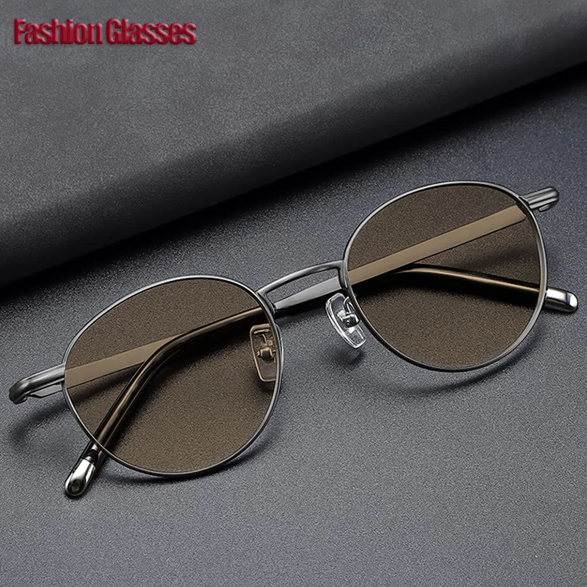 

FYTOOTrendy Metal - Rimmed Round Sunglasses with Chic Brown Lenses - Elevate Your Style 01730H