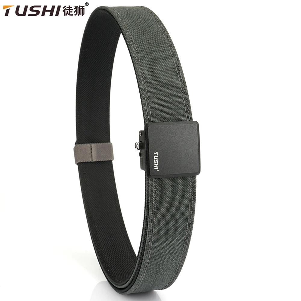 

TUSHI Sturdy Metal Automatic Buckle Hard Tactical Belt Double Layer Thickened Hanging Gun Belts For Men Outdoor Military Belt