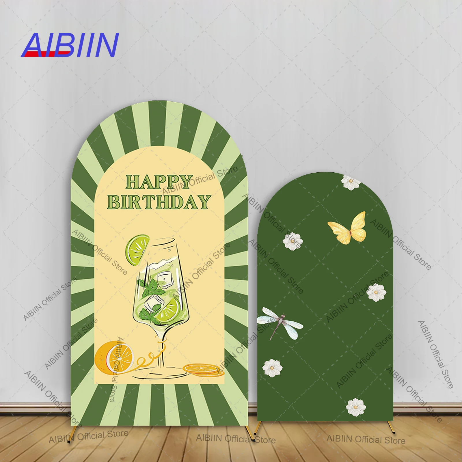 Lemon Goblet Arch Backdrop Cover Kids Adult Happy Birthday Party Baby Shower Flower Butterfly Decoration Photo Background