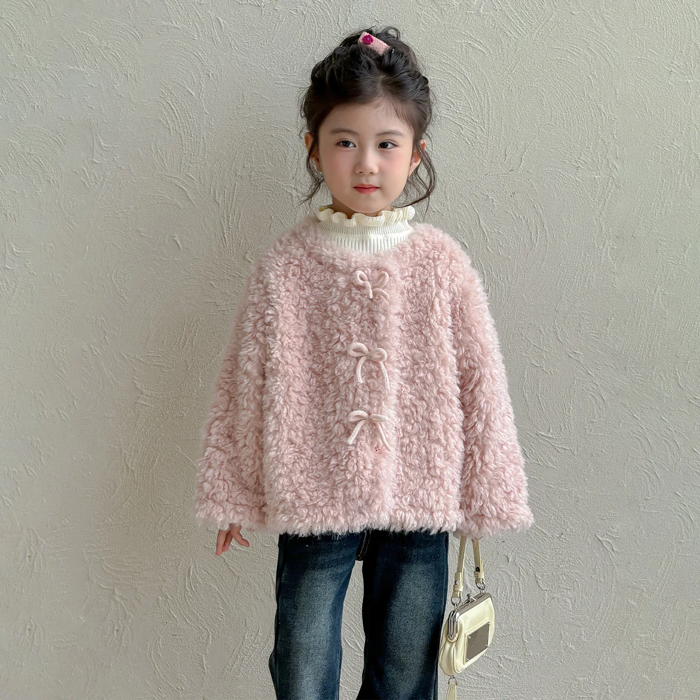Girls Outerwear Autumn and Winter 2025 New Fashion Girls Baby Lamb Wool Coat Children Autumn Hairy Coat