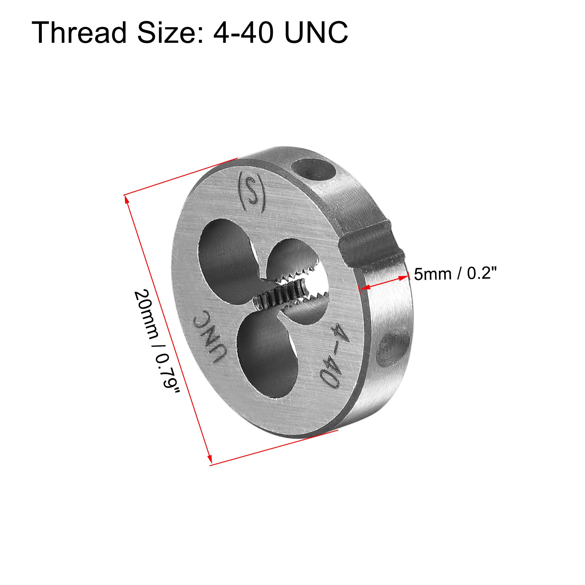 Uxcell Round Die Stock Handle Wrench Set 4-40 UNC Threading Die and 20mm Die Holder with 4 Adjustable Screws