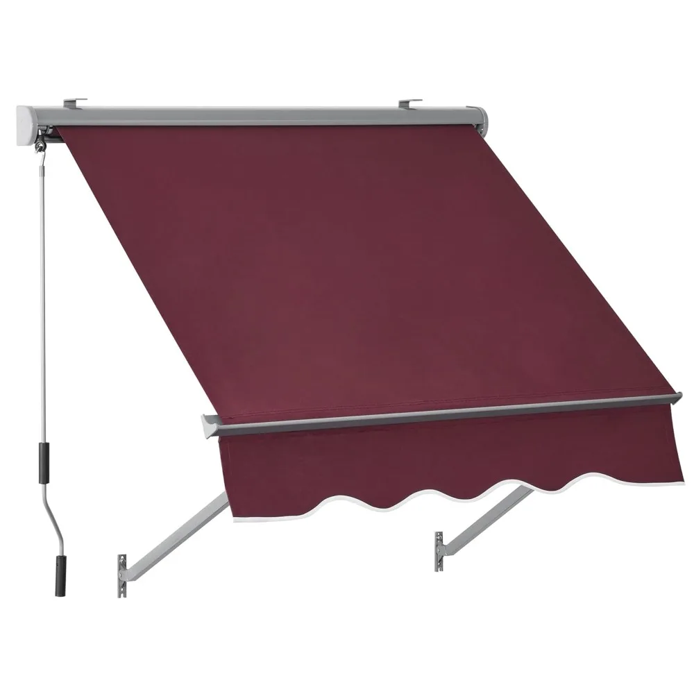 

48-inch Patio Window Awning, Fully Assembled Manual Retractable Awning, 50 Inches X 55 Inches, Customizable