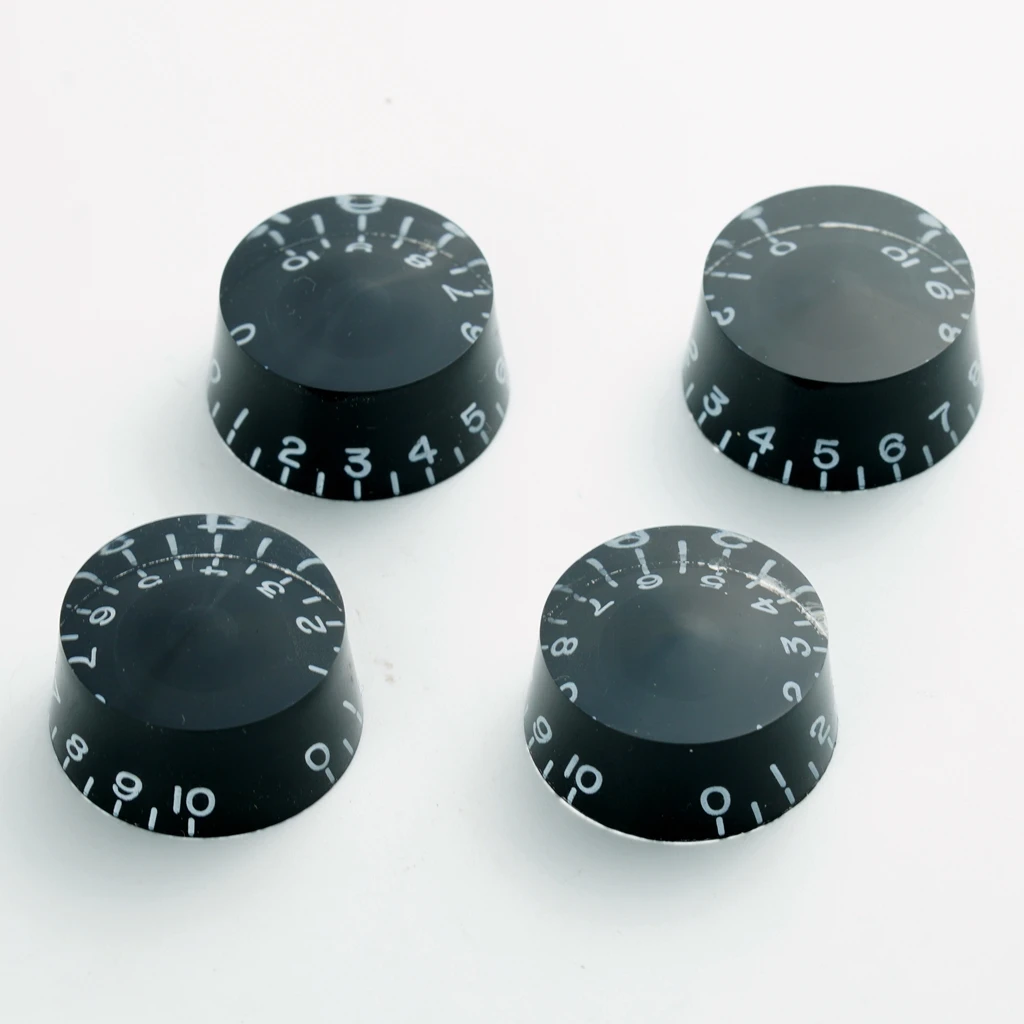4pcs Black Vintage Numbered Guitar Knobs, 0-10 Scale Volume Tone Potentiometer Knobs for Les Paul SG Electric Guitar Replacement