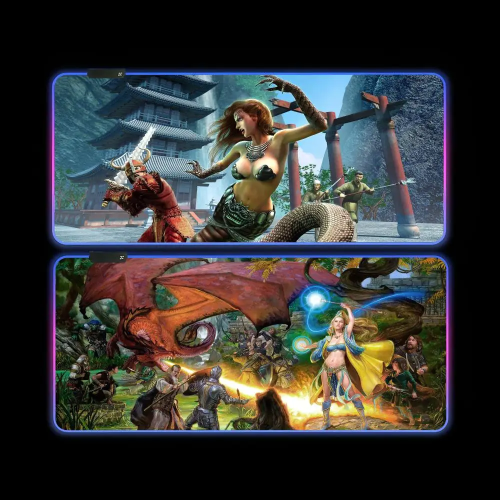 EverQuest MINISO Mouse Pad E-sports players LED RGB Keyboard Cover Desk mat Colorful Surface Waterproof Computer Game CS lol