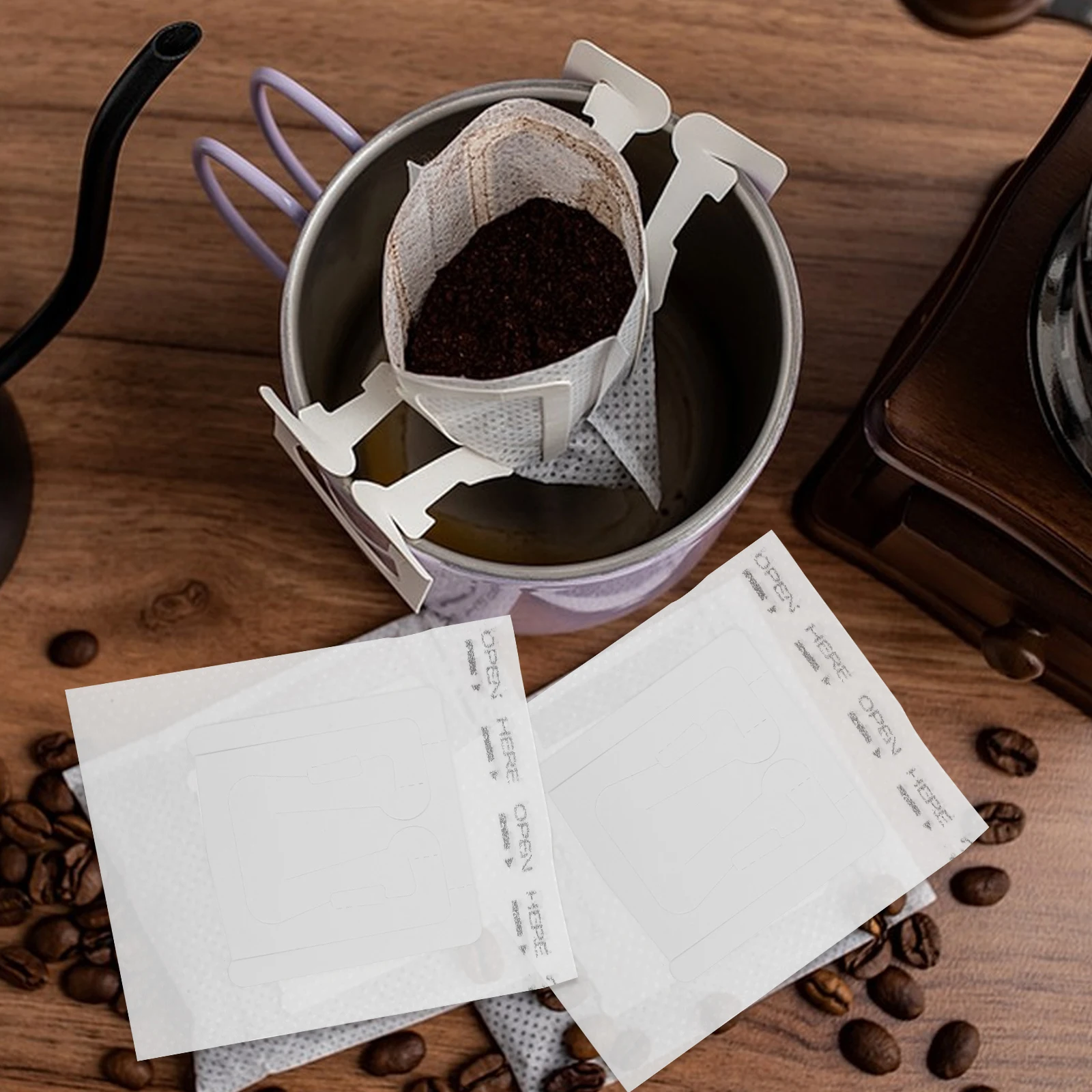

50 Pcs Coffee Ear Filter Paper Sleeve Disposable Camping Bags Carafe Maker Cup Grounds Sack Office