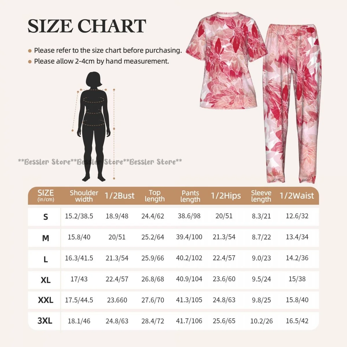 Pink Chrysanthemum Pajamas Set Short-sleeved Women Home Clothing view 6
