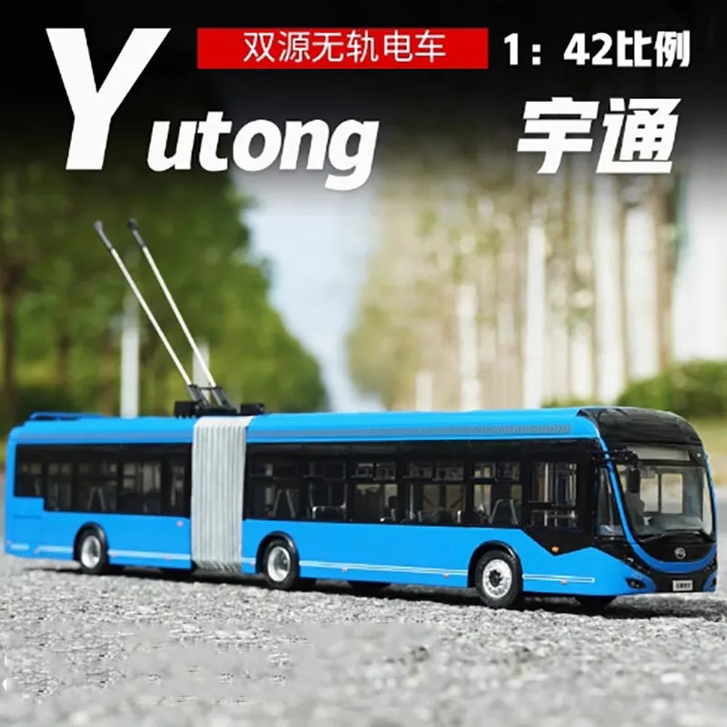 Diecast 1:42 Scale Yutong Dual-source Trolleybus ZK5180C BRT Simulation Alloy Model Collectible Gift Display  Toys