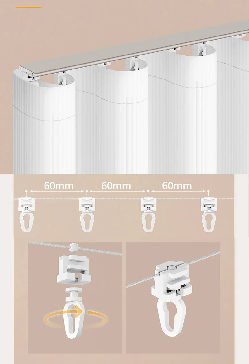 Poleas/corredores de barra de cortina para riel de cortina de aleación de aluminio ultrafino ondulado, accesorios de barra de cortina deslizante silenciosa Invisible