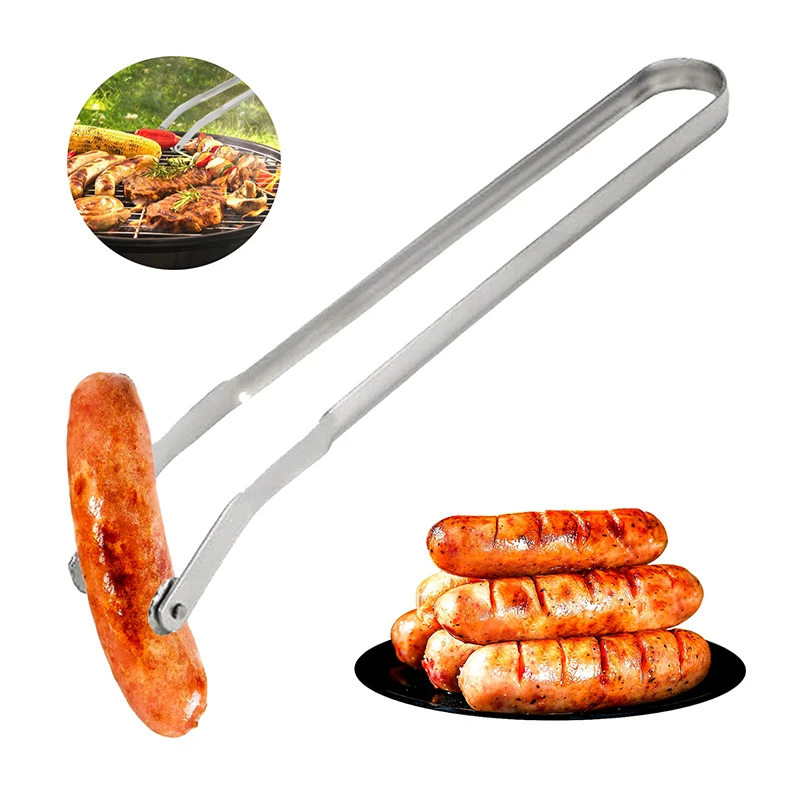 

BBQ Sausage Turning Tongs Barbecue Clip Multipurpose Cooking Grill Tongs High Temperature Resistance Metal Sausage Turning Plier