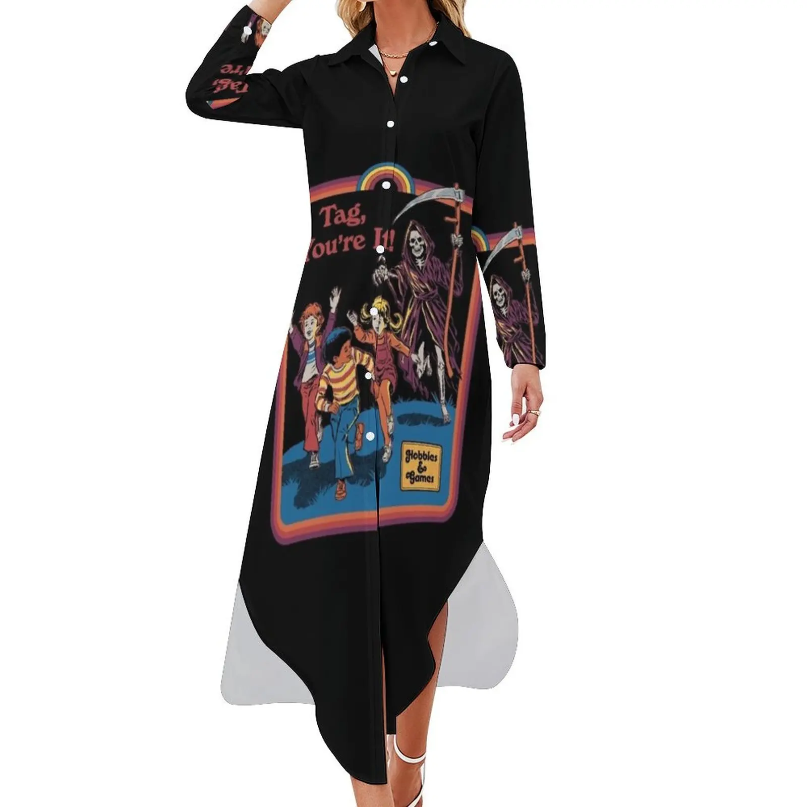 

Tag, You're It Long Sleeved Shirt Dress women long dresses dress for women