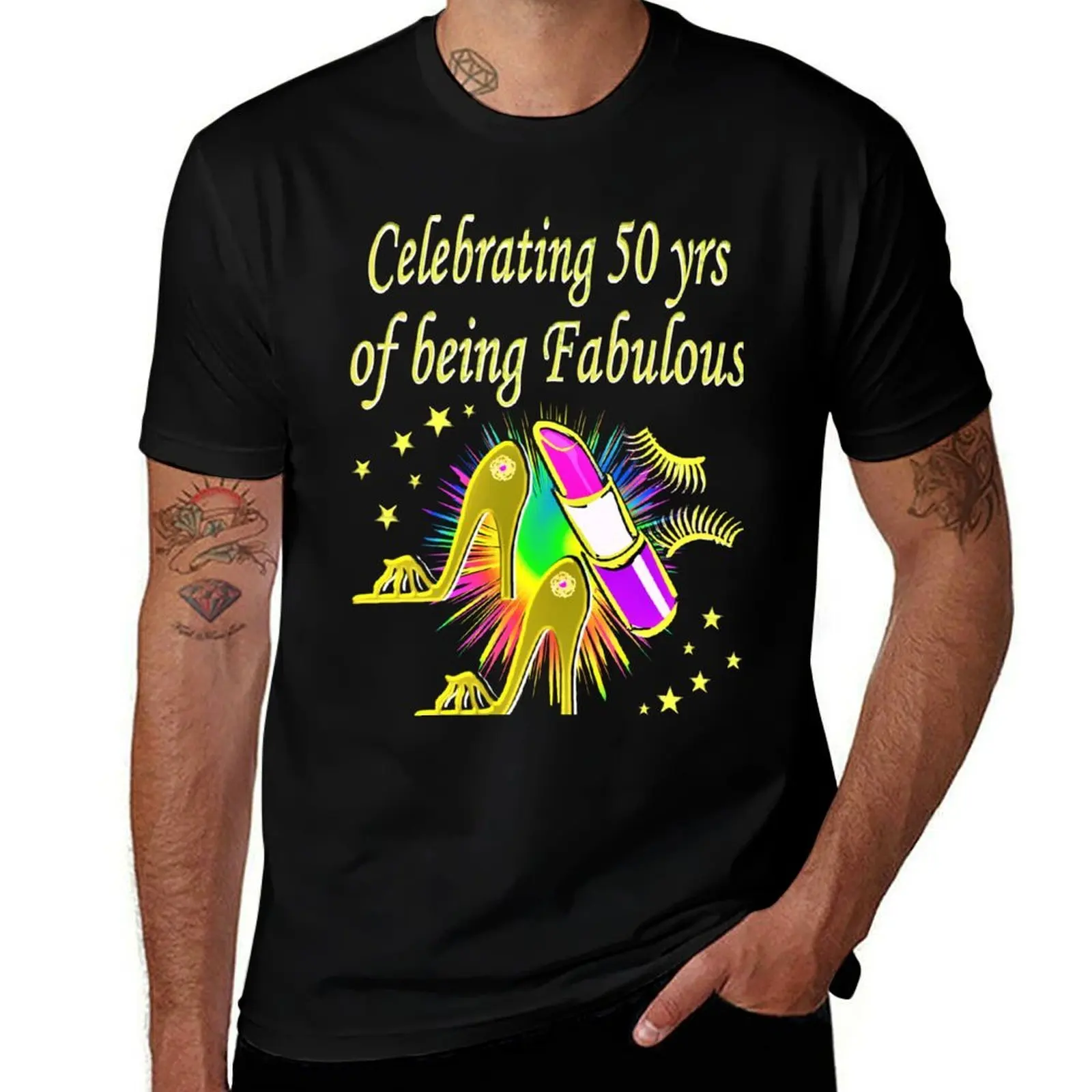 

CELEBRATING 50 YEARS OF BEING FABULOUS T-Shirt black cotton t-shirt plain for man package anime t shirts for man T-Shirt