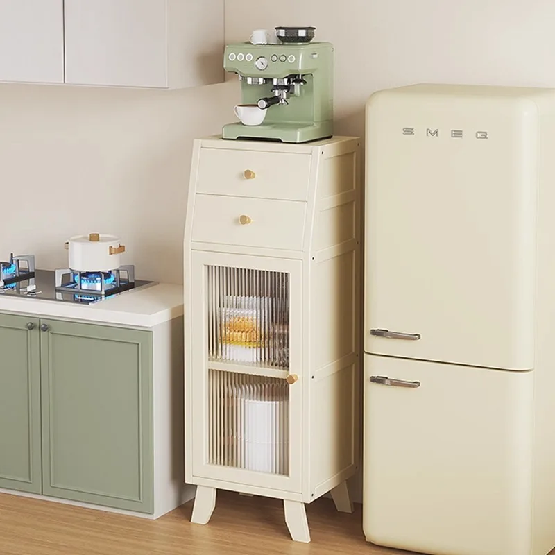 Compact Wall-Mounted Kitchen Side Cabinet Coffee Machine Storage Rack Small Cupboard for Space-Saving Organization
