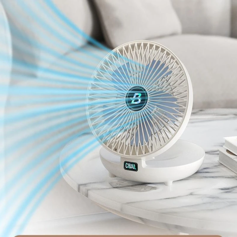مروحة مكتب USB صامتة بثلاث سرعات، قابلة للطي ومحمولة، تبريد مدمج للمكتب/المنزل، حامل على الحائط/سطح المكتب، شفرات متينة، أبيض وب