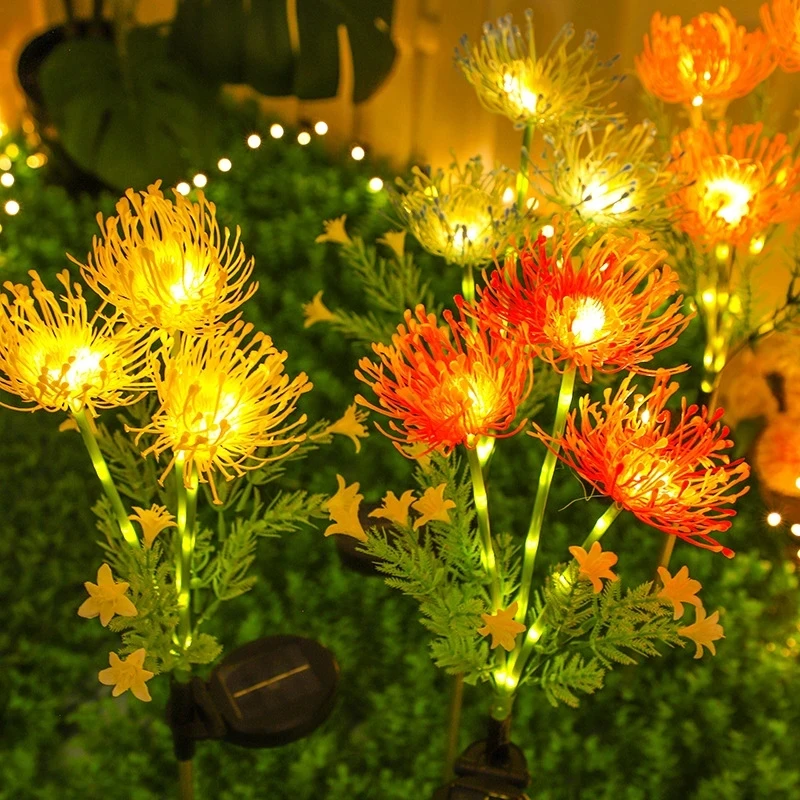 3 Heads Solar Simulation Flower LED Lights Ground Lamps Outdoor Garden Pathway Yard Flower Wedding Christmas Decor