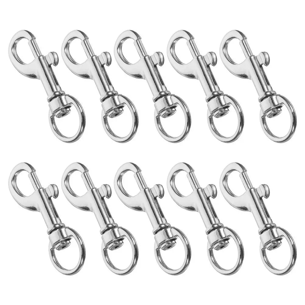 10Pcs Electroplated Stainless Steel Swivel Snap Hooks Versatile Dog Leash Clips for Small Diameter Cables Shoulder Straps