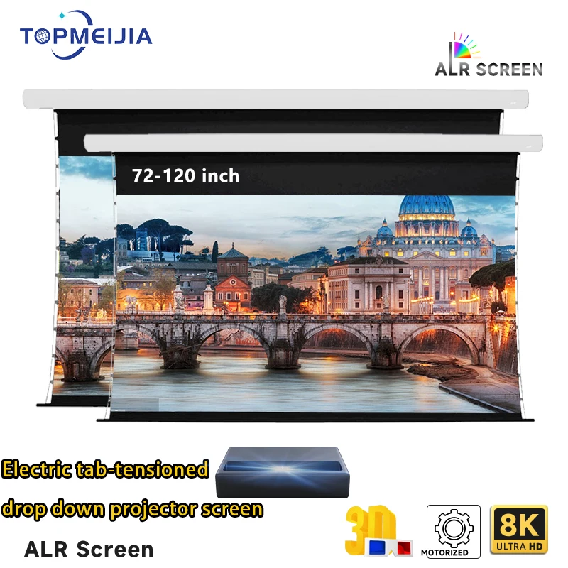 

High Quality Drop Down Motorized Electric Screen 4K/UHD Laser TV Home Theater UST Projector ALR Ambient Light Rejecting Screen